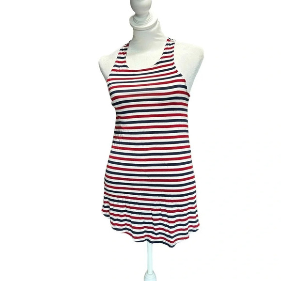 Mossimo women's size XS oversized red, white named blue striped tank top - Picture 1 of 4